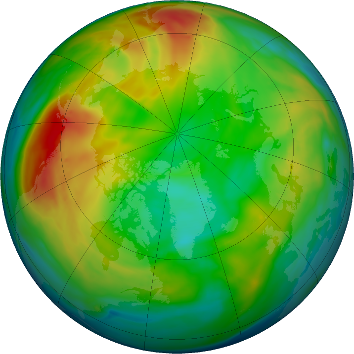Arctic ozone map for 03 January 2022